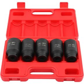 OCPTY 5 Piece 1/2 Inch Drive Deep Impact Axle Hub Socket Set Fit For Most Cars, 6 Point, 33mm 34mm 35mm 36mm 38mm