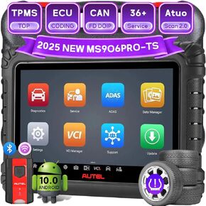 Autel Scanner MaxiSYS MS906pro-TS 2025 OBD2 Scanner Upgrade of MS906 Pro MS906TS 900TS MK908 Top TPMS Programming Tool CAN FD/Do IP 36+ Services All System Diagnostic ECU Coding 10000+ Vehicles