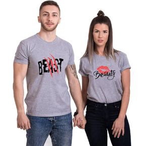 Beast Beauty Matching Couple T-Shirt for Husband Wife,Pure Cotton Matching T-Shirt for Lover（Pack of 1 T-Shirt）
