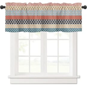 Boho Valances for Windows Curtain Tribal Striped Vintage Rod Pocket Valance Window Treatments 1 Panel Bohemian Style Pattern Short Curtains for Kitchen Windows Bathroom Bedroom 54 x 18 inch