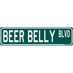 Beer Belly Blvd Funny Inappropriate 16" x 4" Tin Street Sign Dorm Bedroom Punny Home Bar Decor (BeerBellyStreet)