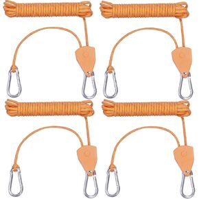 15FT Retractable Ratchet Tie Down Straps with Reinforced Metal Gear, 5/32" Heavy Duty Ratchet Rope Hanger for Various Tie-Down Uses(2-Pack)