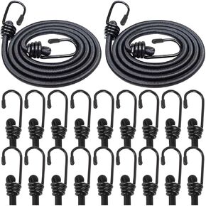 20 PCS Bungee Cords with Hooks 36 Inch Adjustable Bungy Cords Ideal for Transporting, Packing and Securing Small Loads