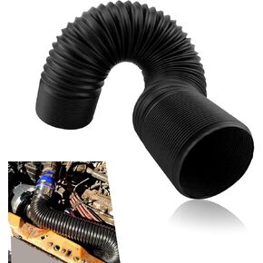 1 PC Car Air Intake Telescopic Air Guide Hose, 2.99" ID Flexible Bendable and Waterproof Air Guide Hose, Turbine Flow Tube Distance Extension Tube Accessories, for Most Car Models (Black)