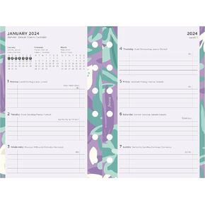 Filofax Calendar Diary Refill, Pocket Size, Week-to-View, Illustrated Floral Diary Pack with Four-Color Print Design, Multilingual: Five Languages, 2025 (C6321-25)