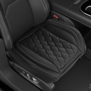 Luxury Faux Leather Car Seat Cover Front Bottom Seat Cushion Cover, Anti-Slip and Wrap Around The Bottom, Universal Fit for Most Cars, Black Car Interior Accessories - 2 Pieces