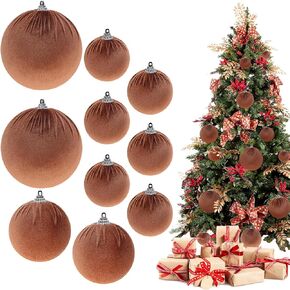 10pcs White Handmade Balls Velvet Hanging Shatterproof Ornament Flocked Mixed Size Decoration Delicate Bauble Xmas Wedding Decor Garden