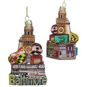 Kurt S. Adler 5.5-Inch Glass Baltimore Cityscape Ornament, Multi