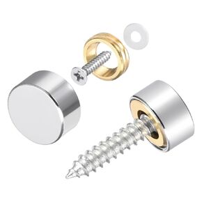 METALLIXITY Mirror Screws (20mm/0.79") 4Pcs, Decorative Cover Cap Nails Brass Polished - for Sign Advertising Hardware, Construction, Silver Tone