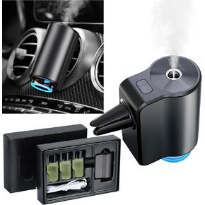 Smart Car Air Freshener Air Freshener Diffuser,Rechargeable Car Aroma Diffuser with 3 Levels of Adjustable Intelligent Car Diffuser with 3 Bottles Essential Oil(Cologne)