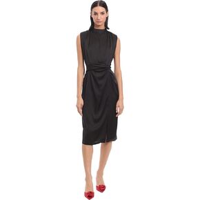 Donna Morgan Women's Mock Neck Twist Waist Charmeuse Dress