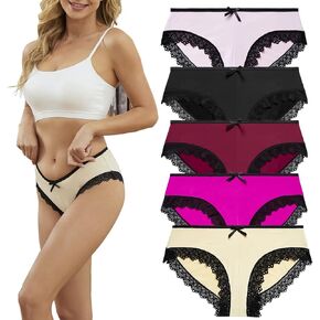 Anna & Eric Women Sexy Hipster Lace Panties Stretch Soft Underwear Microfiber Briefs 5 Pack