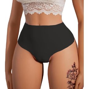 Hibluco Seamless High Waisted Thong For Women Underwear Sexy G String Panties