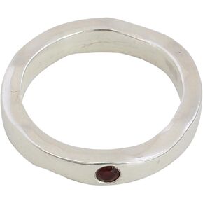 NOVICA Artisan Handmade Garnet Band Ring .925 Sterling Silver from India Red Birthstone 'Curvy Sophistication in Red'