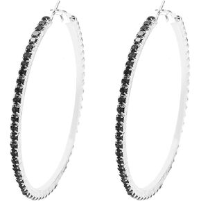 Rhinestone Big Hoop Earrings Wedding Bridal Elegant Colorful Thin Large Round Circle Sparkly Bling Crystal Cubic Zirconia Dangle Drop Earrings for Women Christmas Birthday Prom Party Jewelry Accessories