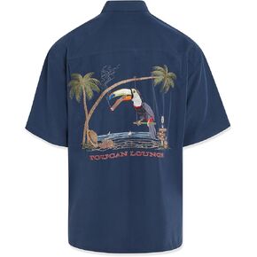 Bamboo Cay Mens Short Sleeve Toucan Lounge Embroidered Hawaiian Tropical Shirt