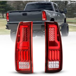 ROXX Full Led Tail Lights Assembly for 1999-2006 Chevy Silverado 1500/2500/ 3500, Led Taillights Pair for 1999-2003 GMC Sierra, Full Led DRL/Brake Lights/Reverse/Turn Signals (Clear Lens)