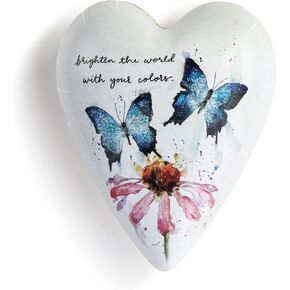 DEMDACO Brighten The World with Your Colors Blue Butterfly 3.5 x 3 Resin Stone Art Heart Keeper Box