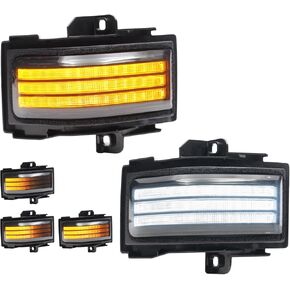 2 قطعة عدسة دخان LED مرآة جانبية ضوء علامة متوافق مع 2015-2022 F150 2017-2022 F250 F350 F450 سوبر واجب التبديل الأبيض القيادة وقوف السيارات ضوء العنبر تسلسل وامضضوء إشارة الانعطاف