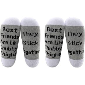 LEVLO Friend Gifts Best Friends are Like Chubby Thighs They Stick Together Cotton Socks Birthday Gifts (2 Pairs/Set - Mid Calf - 1)