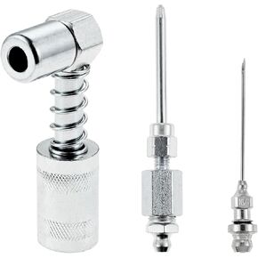 Mgoodoo Grease Gun Accessory Kit, 90 Degree Grease Coupler Nozzle, Needle Dispenser, Grease Injection Needle with Cap, for Hard-to-Reach Fittings