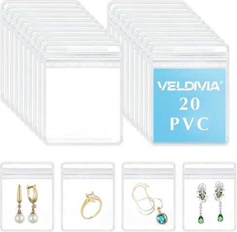 Acrylic Jewelry Box Organizer, Clear Jewelry Organizer and Storage with 20 Portable Anti Tarnish Jewelry bags, Travel Jewelry Case for Rings/Earrings/Necklaces Gift for Women Girls (Clear) in Saudi Arabia