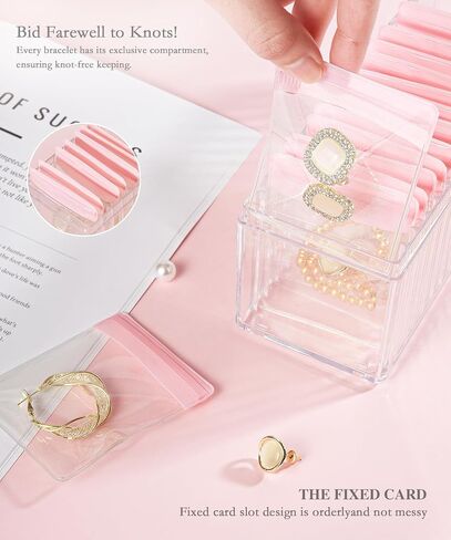 Acrylic Jewelry Box Organizer, Clear Jewelry Organizer and Storage with 20 Portable Anti Tarnish Jewelry bags, Travel Jewelry Case for Rings/Earrings/Necklaces Gift for Women Girls (Clear) in Saudi Arabia