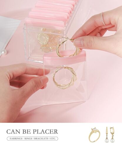 Acrylic Jewelry Box Organizer, Clear Jewelry Organizer and Storage with 20 Portable Anti Tarnish Jewelry bags, Travel Jewelry Case for Rings/Earrings/Necklaces Gift for Women Girls (Clear) in Saudi Arabia