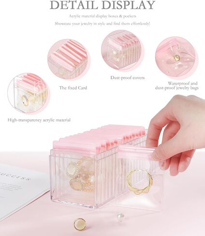 Acrylic Jewelry Box Organizer, Clear Jewelry Organizer and Storage with 20 Portable Anti Tarnish Jewelry bags, Travel Jewelry Case for Rings/Earrings/Necklaces Gift for Women Girls (Clear) in Saudi Arabia