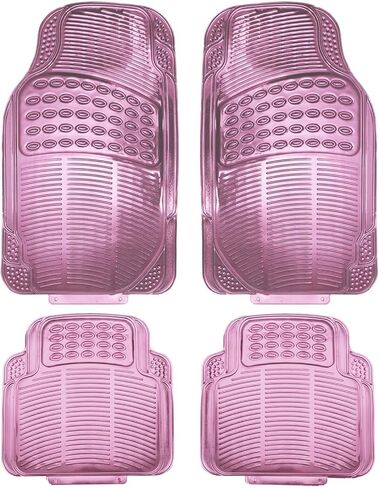 Aluminum Universal Car Floor Mats All Weather Car Mats Metallic Design Car Floor Liner for Sedan, SUVS, Truck and Vans Silver Car Floor Mats Full Set 4 Pcs for Women,Cute Girly in Saudi Arabia