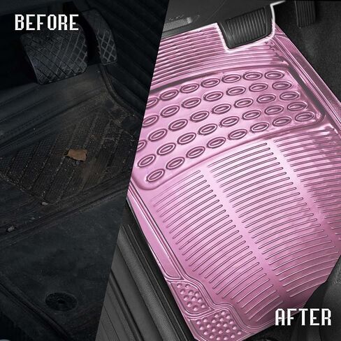 Aluminum Universal Car Floor Mats All Weather Car Mats Metallic Design Car Floor Liner for Sedan, SUVS, Truck and Vans Silver Car Floor Mats Full Set 4 Pcs for Women,Cute Girly in Saudi Arabia