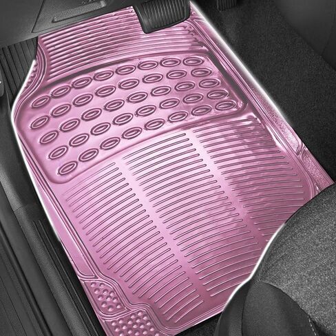 Aluminum Universal Car Floor Mats All Weather Car Mats Metallic Design Car Floor Liner for Sedan, SUVS, Truck and Vans Silver Car Floor Mats Full Set 4 Pcs for Women,Cute Girly in Saudi Arabia