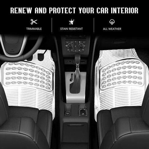 Aluminum Universal Car Floor Mats All Weather Car Mats Metallic Design Car Floor Liner for Sedan, SUVS, Truck and Vans Silver Car Floor Mats Full Set 4 Pcs for Women,Cute Girly in Saudi Arabia