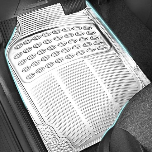 Aluminum Universal Car Floor Mats All Weather Car Mats Metallic Design Car Floor Liner for Sedan, SUVS, Truck and Vans Silver Car Floor Mats Full Set 4 Pcs for Women,Cute Girly in Saudi Arabia