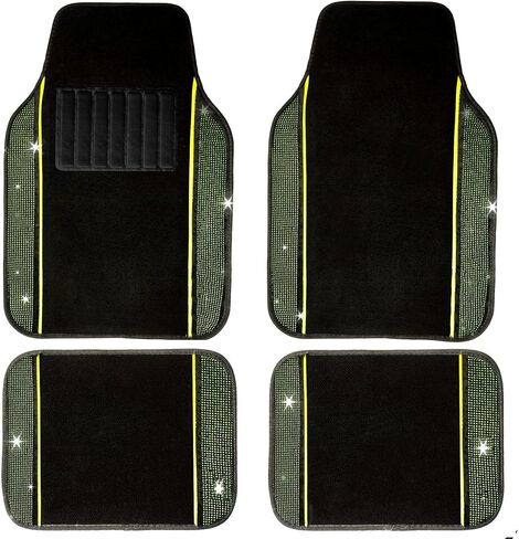 Aluminum Universal Car Floor Mats All Weather Car Mats Metallic Design Car Floor Liner for Sedan, SUVS, Truck and Vans Silver Car Floor Mats Full Set 4 Pcs for Women,Cute Girly in Saudi Arabia