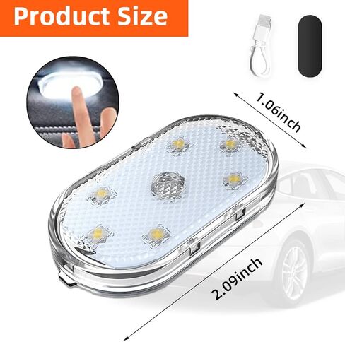 Ziciner 2 PCS Car Led Lights Interior, Super Bright Car Wireless Bulb, USB Rechargeable Auto Led Festoon Bulb, Universal Vehicle Accessories for Cars, Trucks, SUVs, Vans (Colorful, 2 PCS) in Kuwait