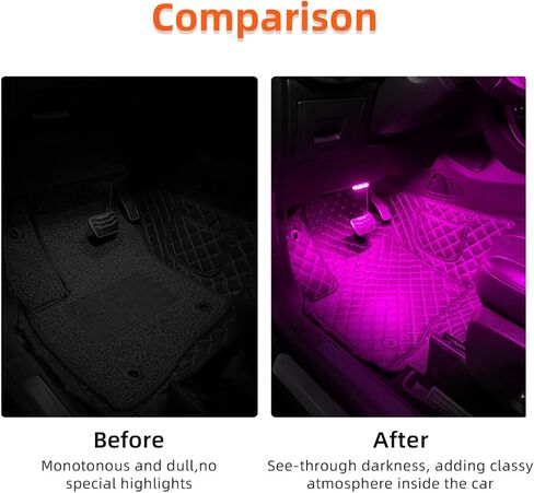 Ziciner 2 PCS Car Led Lights Interior, Super Bright Car Wireless Bulb, USB Rechargeable Auto Led Festoon Bulb, Universal Vehicle Accessories for Cars, Trucks, SUVs, Vans (Colorful, 2 PCS) in Kuwait