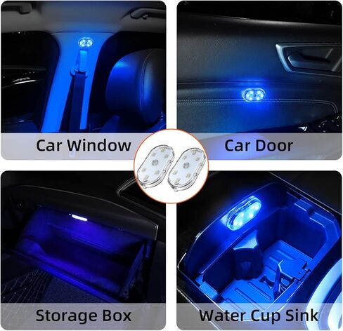 Ziciner 2 PCS Car Led Lights Interior, Super Bright Car Wireless Bulb, USB Rechargeable Auto Led Festoon Bulb, Universal Vehicle Accessories for Cars, Trucks, SUVs, Vans (Colorful, 2 PCS) in Kuwait