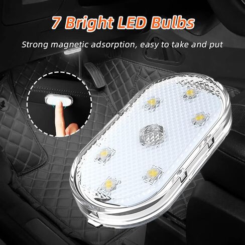 Ziciner 2 PCS Car Led Lights Interior, Super Bright Car Wireless Bulb, USB Rechargeable Auto Led Festoon Bulb, Universal Vehicle Accessories for Cars, Trucks, SUVs, Vans (Colorful, 2 PCS) in Kuwait