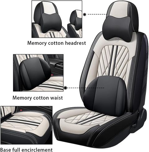 Car Seat Cover Fit for Nissan Titan 2004-2023,5 Seats Napa Leather Waterproof Anti-Slip Seat Cover,Airbag Compatible Easy to Install(Black) in Saudi Arabia