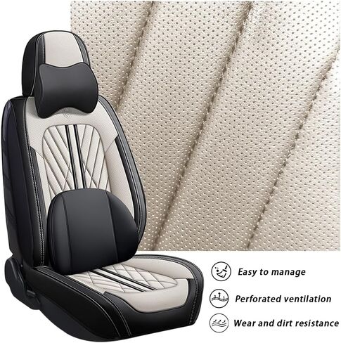 Car Seat Cover Fit for Nissan Titan 2004-2023,5 Seats Napa Leather Waterproof Anti-Slip Seat Cover,Airbag Compatible Easy to Install(Black) in Saudi Arabia