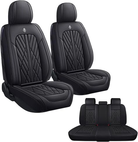 Car Seat Cover Fit for Nissan Titan 2004-2023,5 Seats Napa Leather Waterproof Anti-Slip Seat Cover,Airbag Compatible Easy to Install(Black) in Saudi Arabia