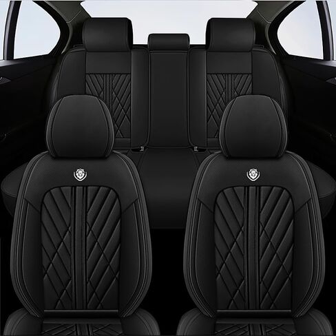 Car Seat Cover Fit for Nissan Titan 2004-2023,5 Seats Napa Leather Waterproof Anti-Slip Seat Cover,Airbag Compatible Easy to Install(Black) in Saudi Arabia