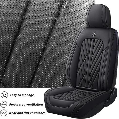 Car Seat Cover Fit for Nissan Titan 2004-2023,5 Seats Napa Leather Waterproof Anti-Slip Seat Cover,Airbag Compatible Easy to Install(Black) in Saudi Arabia