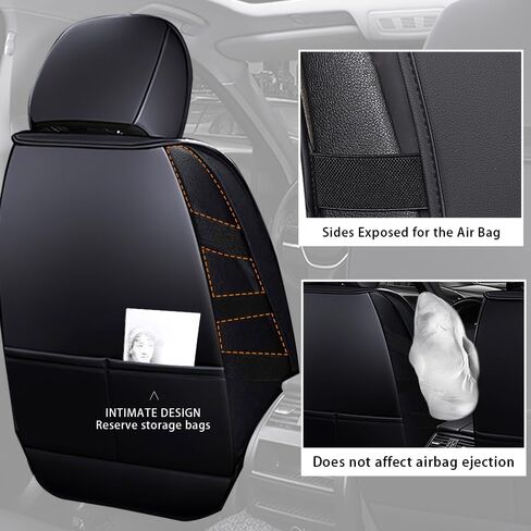 Car Seat Cover Fit for Nissan Titan 2004-2023,5 Seats Napa Leather Waterproof Anti-Slip Seat Cover,Airbag Compatible Easy to Install(Black) in Saudi Arabia