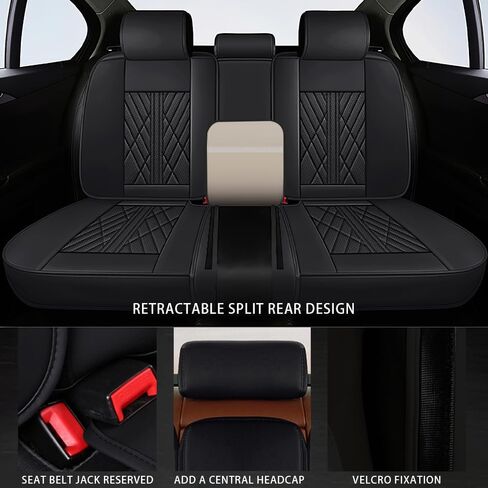 Car Seat Cover Fit for Nissan Titan 2004-2023,5 Seats Napa Leather Waterproof Anti-Slip Seat Cover,Airbag Compatible Easy to Install(Black) in Saudi Arabia