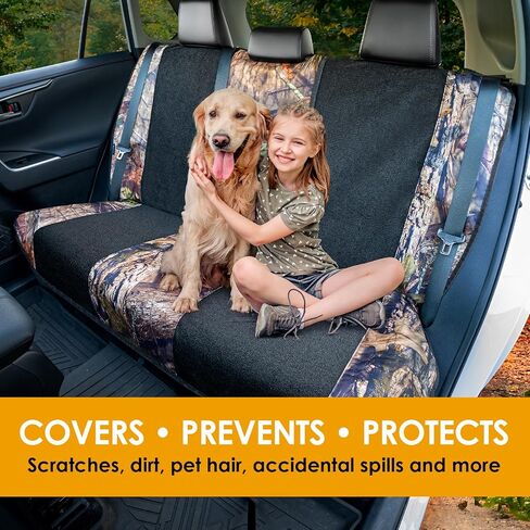 Mossy Oak Camo Rear Bench Car Seat Cover Towel Protector; Protects Seats from Sweat, Dirt, Dogs, Kids; Heavy Duty, Universal Fit for Cars SUVs MiniVans Trucks, EZ fit, Non Slip Grip in Saudi Arabia