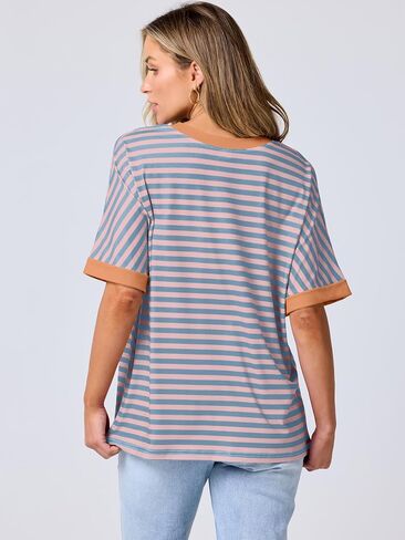 ANRABESS Womens Oversized T Shirts Striped Basic Tees Short Sleeve Crewneck Casual Loose Tops Shirts 2025 Summer Outfits in Saudi Arabia