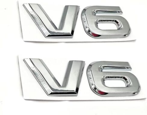 2 قطعة V6 شعار ملصق سيارة ثلاثية الأبعاد شعار سبائك الزنك الكروم شعار شارة ملصق بديل لتاكوما (V6 والفضة) in Kuwait