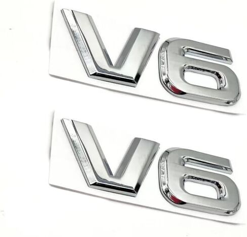 2 قطعة V6 شعار ملصق سيارة ثلاثية الأبعاد شعار سبائك الزنك الكروم شعار شارة ملصق بديل لتاكوما (V6 والفضة) in Kuwait